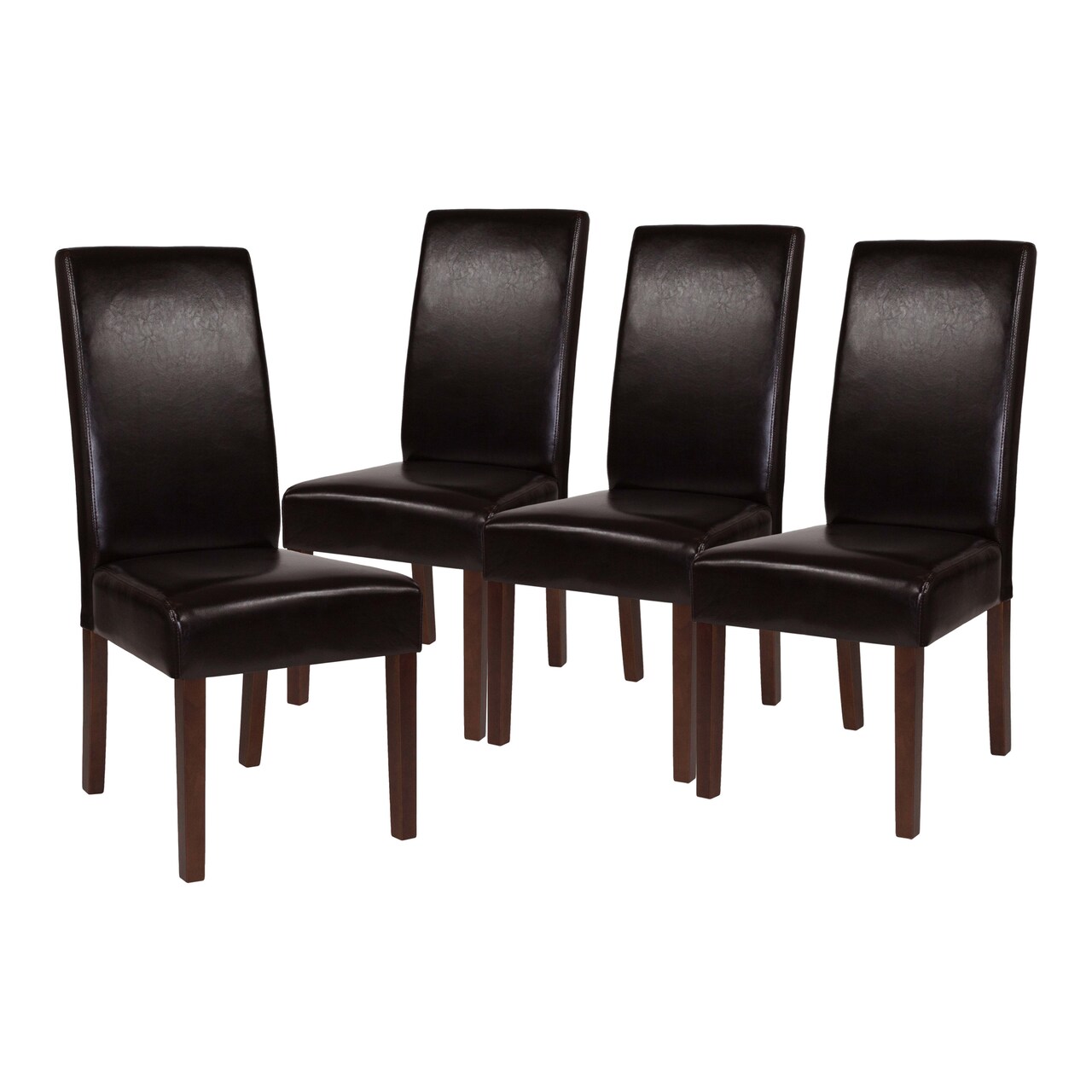 Merrick Lane Ellison Mid-Century Panel Back Parsons Accent Dining Chair - Set of 4